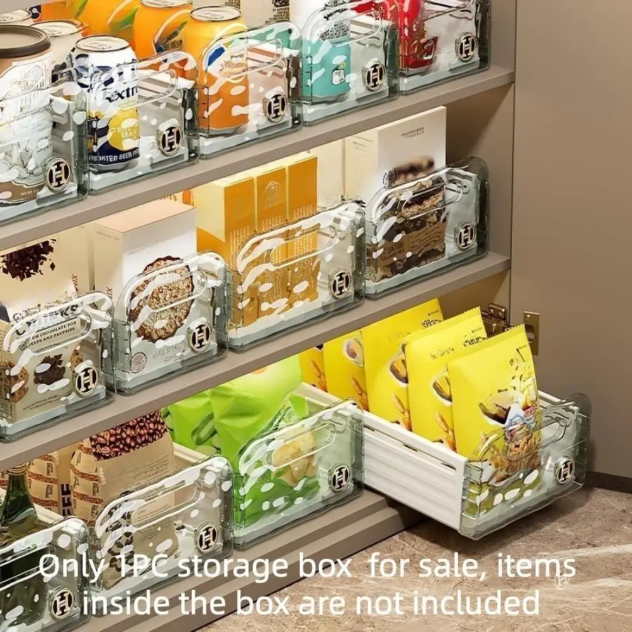 Stackable Transparent Storage Box, Kitchen Cabinet Refrigerator Desktop Organizer, Snacks Beverages Skincare Sorting Container