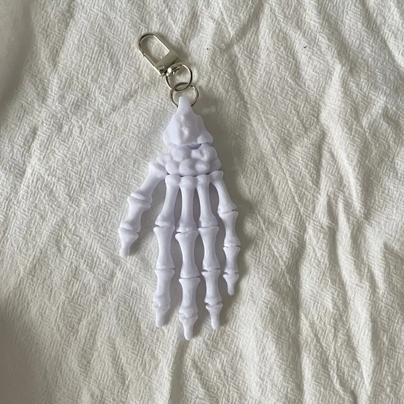 Halloween Gothic Style Skeleton Hand Keychain, Joint Movable Pendant, 3D Printing Horror Holiday Accessories
