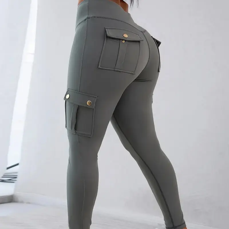 CH Womens Butt Lifting Leggings with Flap Pockets/ High Waist Tummy Control Workout Cargo Leggings/High Waist Tummy Control Leggings Yoga Pants Gym Sportswear Bottoms