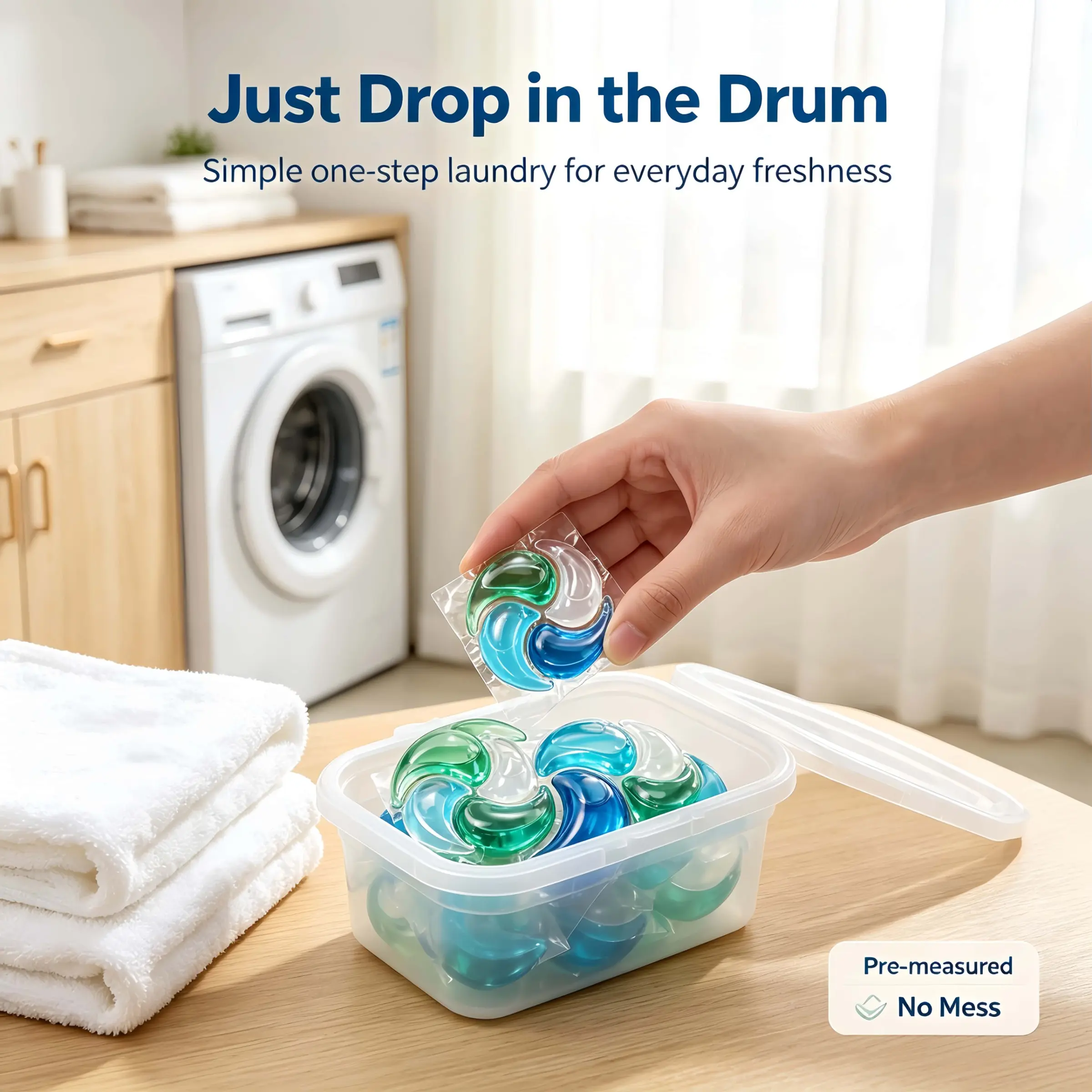 4-in-1 Laundry Detergent Pods - Ocean Breeze Scent, Long Lasting Fragrance & Deep Stain Remover, Fabric Softener & Color Protector, HE Compatible Multi-Chamber Laundry Pacs, 10g Powerful Concentrated Single Dose, [Count] Count