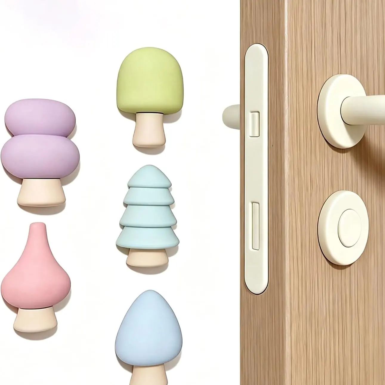 5-Piece Silicone Door Stopper Set, Soft Self-Adhesive Door Handle Buffer, Shock Absorbing Anti-Collision Pad, No Drilling Home Decor