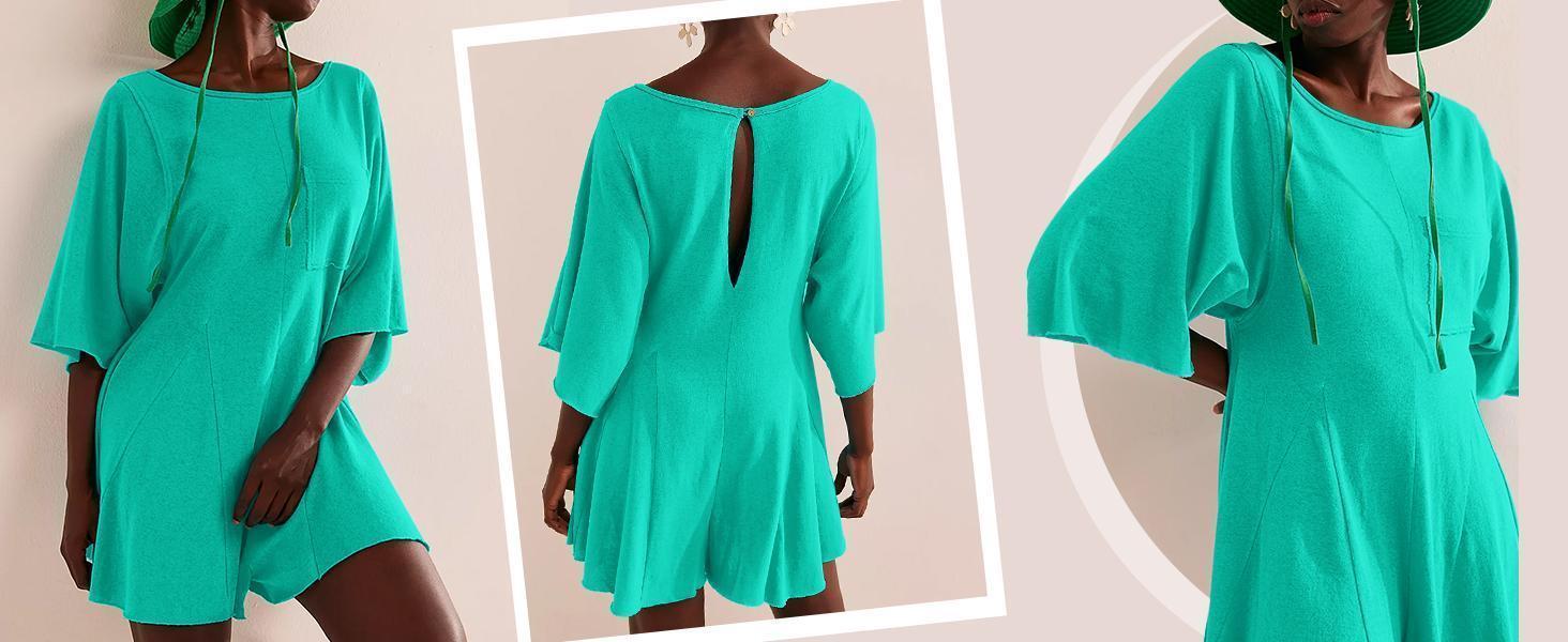 Imily Bela Rompers for Women 2025 Spring Outfits Summer Casual Short Sleeve Crew Neck Loose Jumpsuits with Pocket Imily Bela Rompers for Women 2025 Spring Outfits Summer Casual Short Sleeve Crew Neck Loose Jumpsuits with Pocket