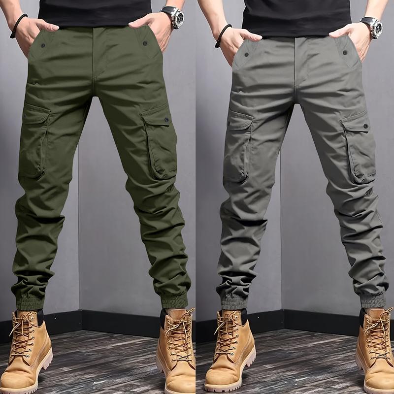 Men's Pants Spring and Autumn Overalls Youth Slim-Fit Outdoor Multi-Pocket Pants Casual Pants Tie-up Pants