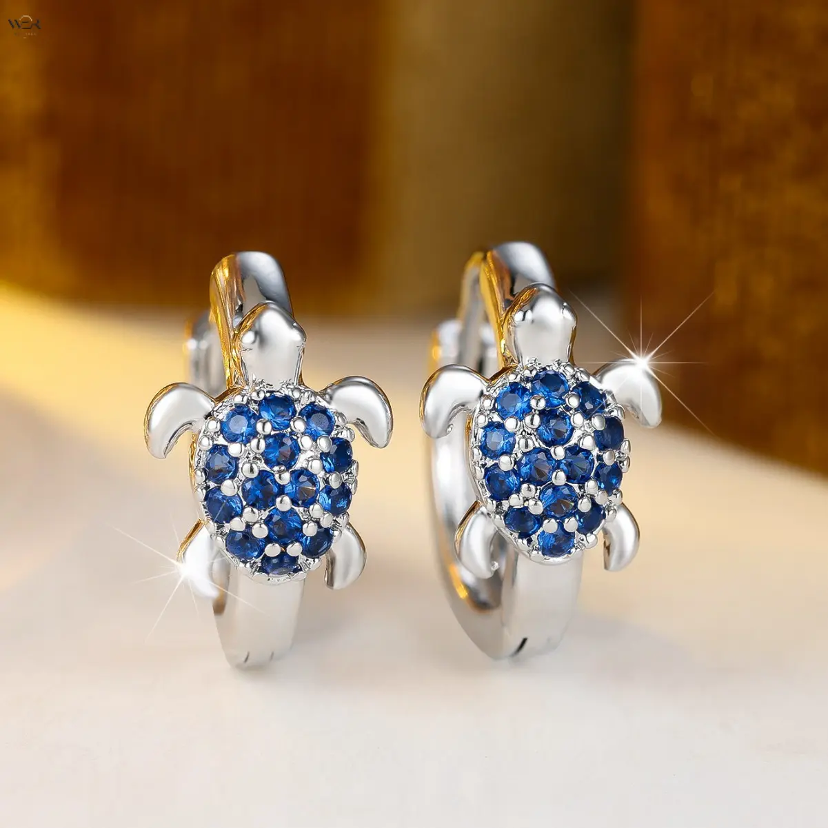 Small Turtle Hoop Earrings for Women, Dainty Gold-Tone Fashion Jewelry with a Sparkly Crystal Shell, Lightweight for Daily Wear, Hoop Type