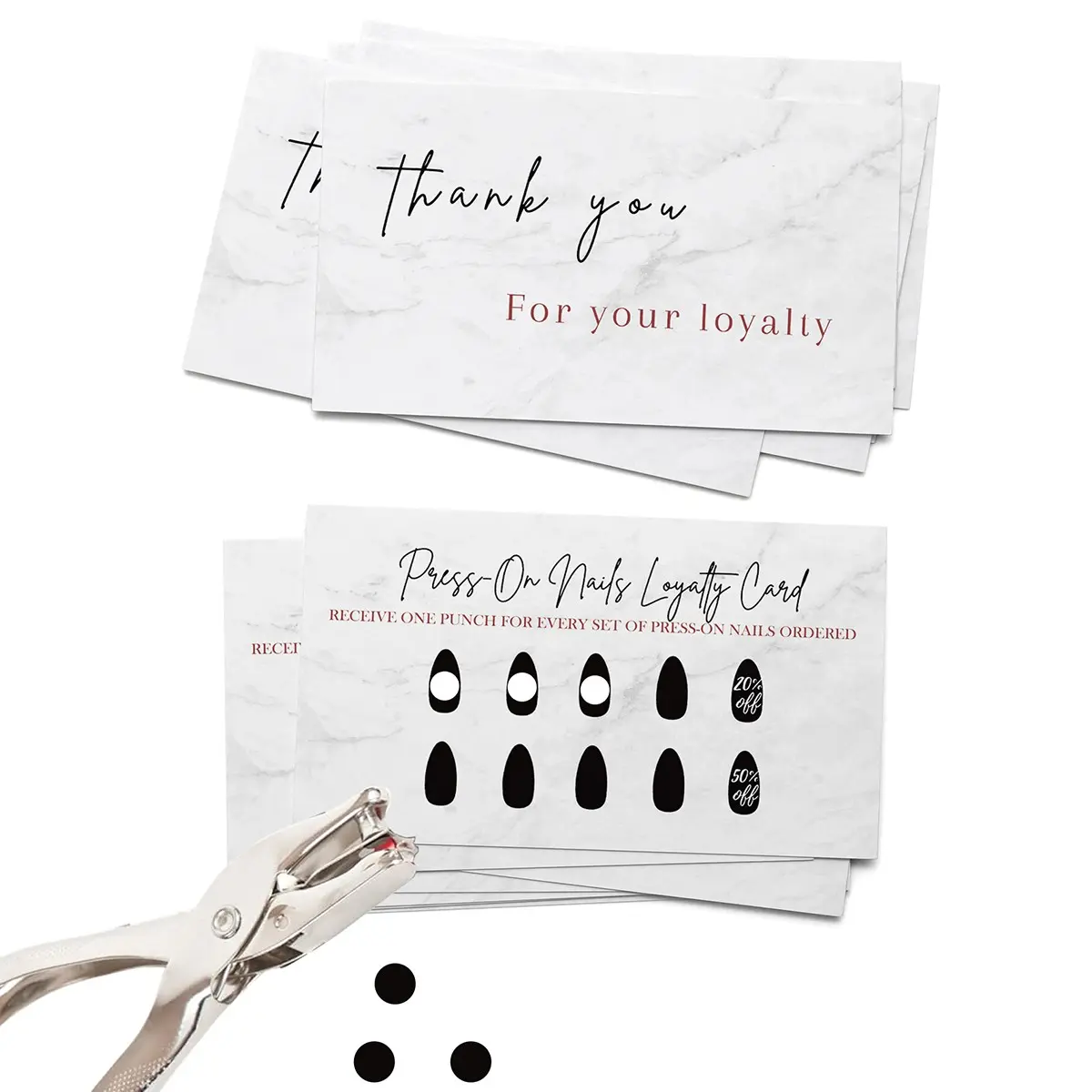 50 Pieces Business Referral Loyalty Cards, Dual-Sided Discount Coupons, Ideal for Beauty Salons, Reward & Promotion Tools