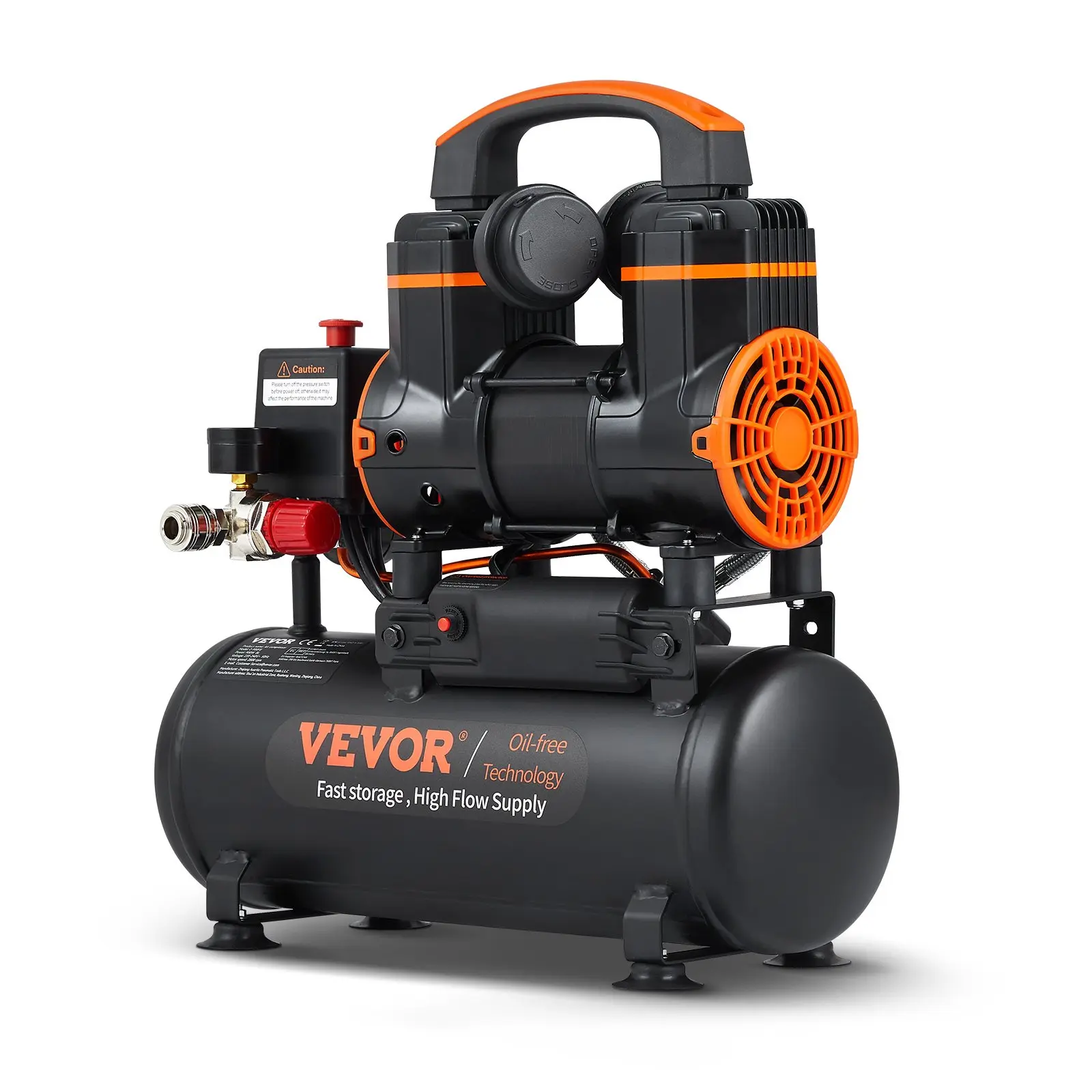 【DealsForYouDays】VEVOR 2.1 Gallon Air Compressor, 1.2HP 2.2 CFM90PSI Air Compressors with Max. 116PSI Pressure, Oil Free Compressor Tank for Auto Repair, Tire Inflation, Spray Painting, Woodwork Nailing