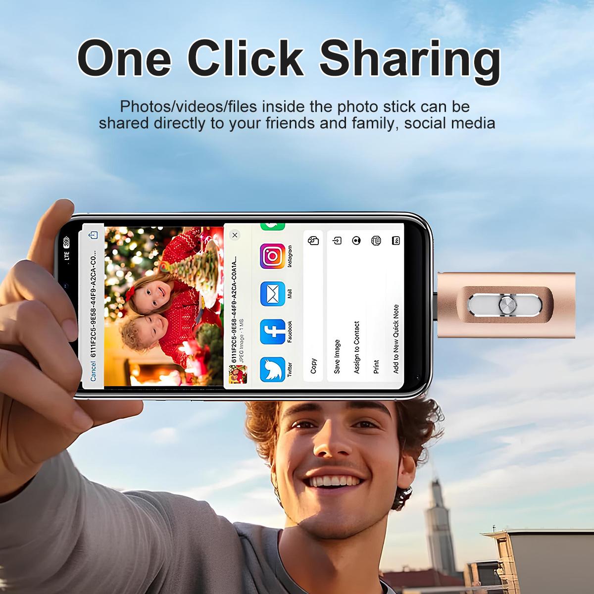 4-in-1 Flash Drive MFi Certified 128GB/64GB Portable USB OTG Memory Stick for iPhone iOS Android PC with Type-C Adapter High-Speed Data Transfer