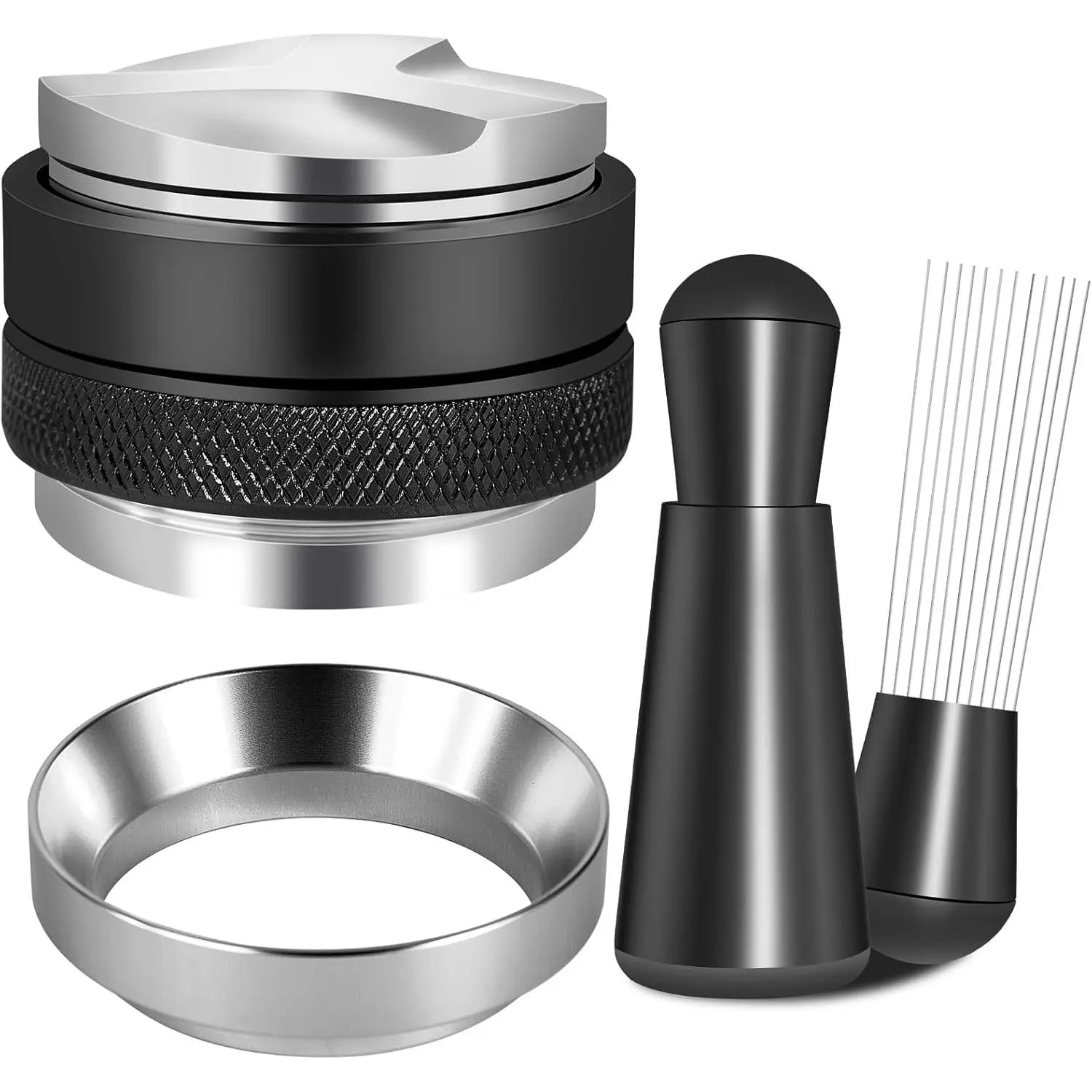 51mm Espresso Accessories Kit, Coffee Distributor and Tamper Leveler, WDT Tool and Dosing Funnel Set Fits Delonghi CASABREWS and atatix 51 mm Espresso Machines and Portafilters