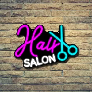 Adjustable USB Powered Hair Salon Neon Sign, LED Wall Barber Shop Decoration, Beauty Room Commercial Logo, Open Sign