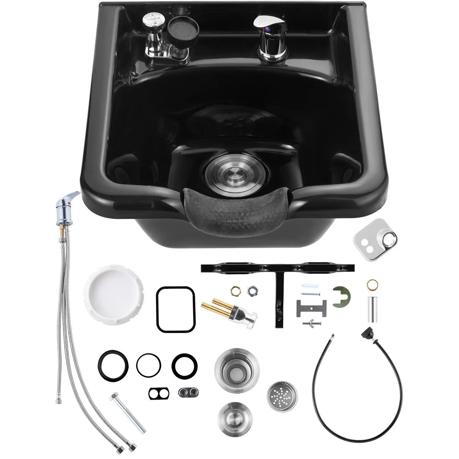 Shampoo Bowl, ABS Plastic Shampoo Sink for Salons and Home, Easy to Clean and Install Salon Shampoo Bowls for Hair Stylists, Shampoo Sink for Spa Center, Barbershop and Beauty Salon Use, Black