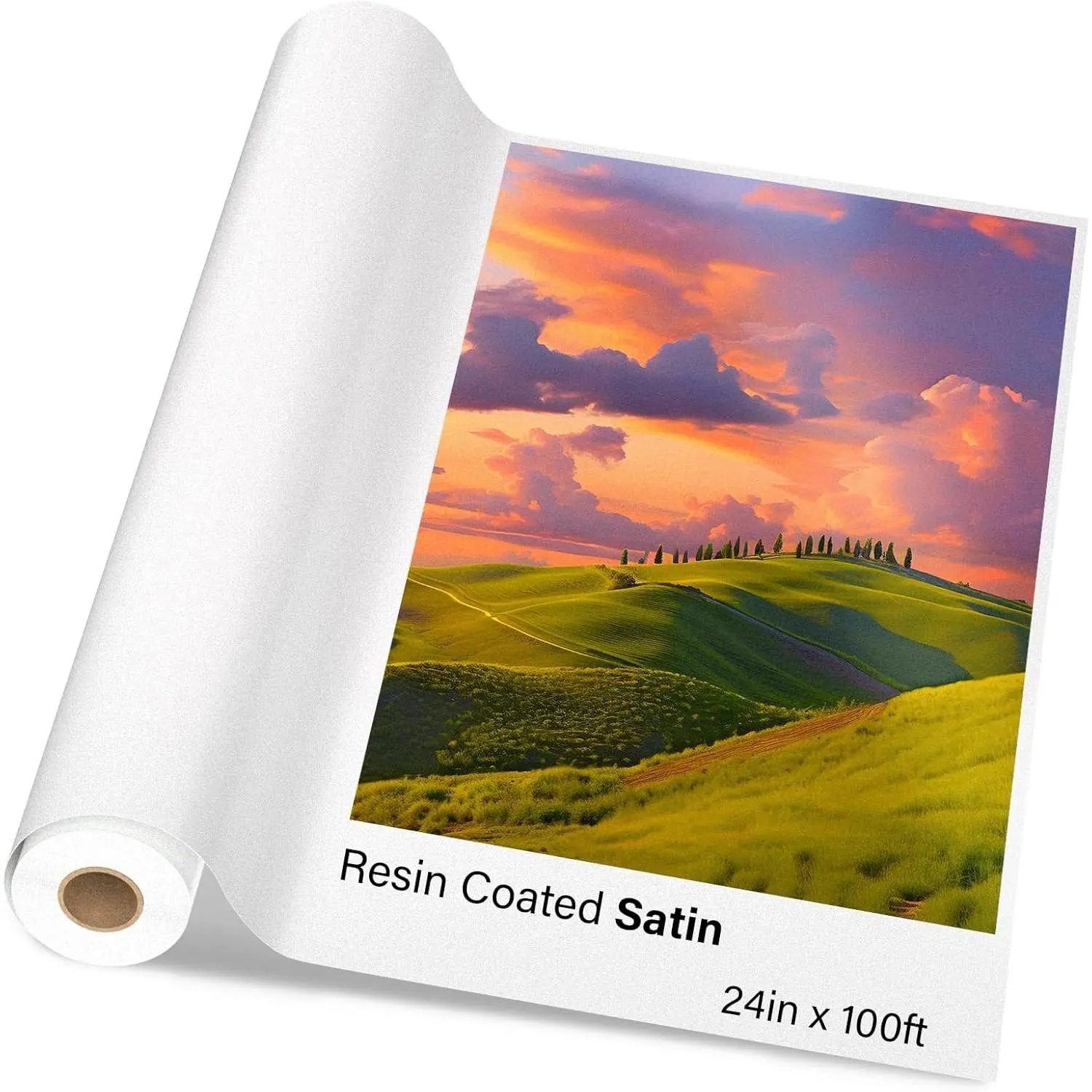 -1 x  RC Satin Photo Paper Roll 24 inch x 100 ft Wide Format Inkjet Print ( Upgrade, -Coated Layer in The ,  Durable  , No Easy to Get Wrinkle) Quick Dry