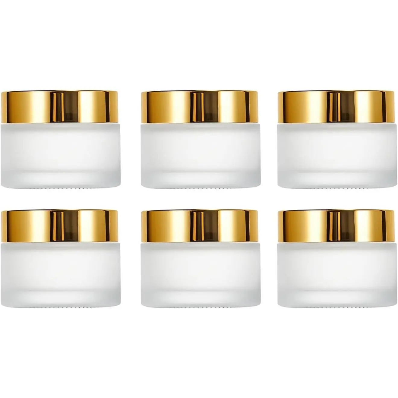 6Packs Round Frosted Glass Jars 30ml/1 OZ Comestic Sample Containers Empty Airtight Glass Jars with Inner  & Golden Caps For Storing  Cream  Butters Powders