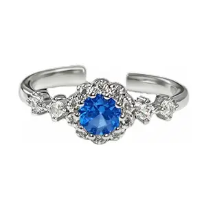 Silver Plated Sapphire Style Rings for Women, Adjustable Cubic Zirconia Stacking Wedding Ring Set, Hypoallergenic Bridal Jewelry, Wedding Ring Sets