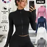 Women's Long Sleeve Sports Jacket, Slim High-Stretch Zip-Up Yoga Fitness Top with Mock Neck and Thumb Holes, Waist-Hugging Training Coat for All Seasons, Sizes S-3XL Available, Zippered Sports Jacket, Workout Clothes