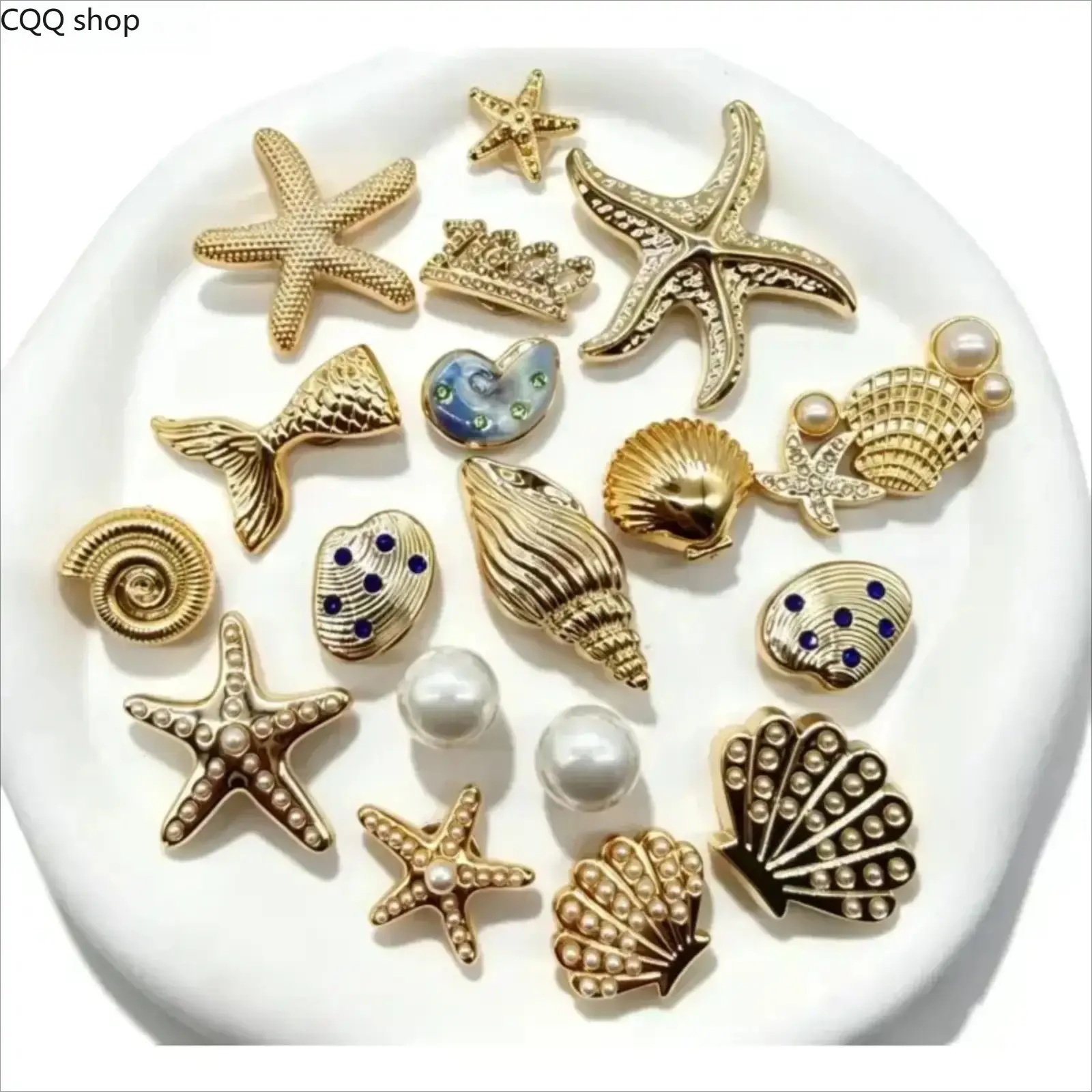 18-Piece Ocean Theme Shoe Charms Set, Rhinestone Seashell, Starfish and Pearl Charms for Clog Shoes, Sandals and Hole Shoes, DIY Decorative Accessories