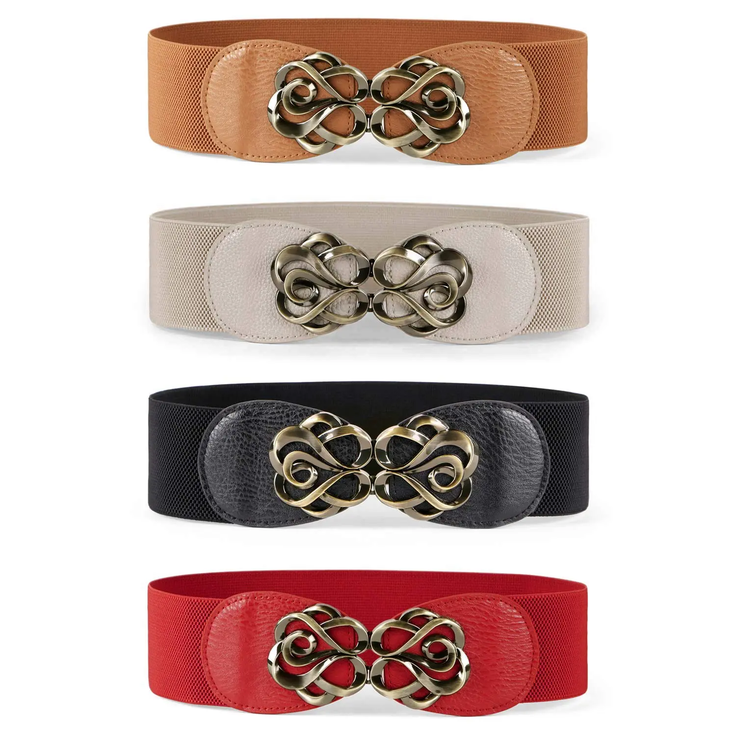 JASGOOD Women Stretchy Belts for Dresses Vintage Elastic Wide Waist Belts