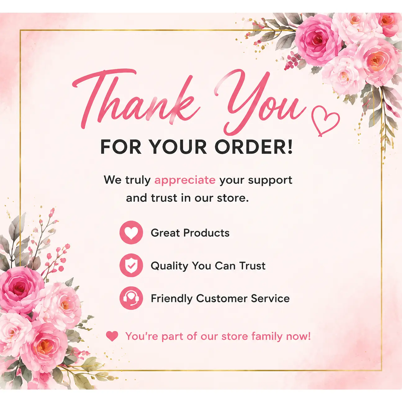 Thanks for Supporting Our Small Business