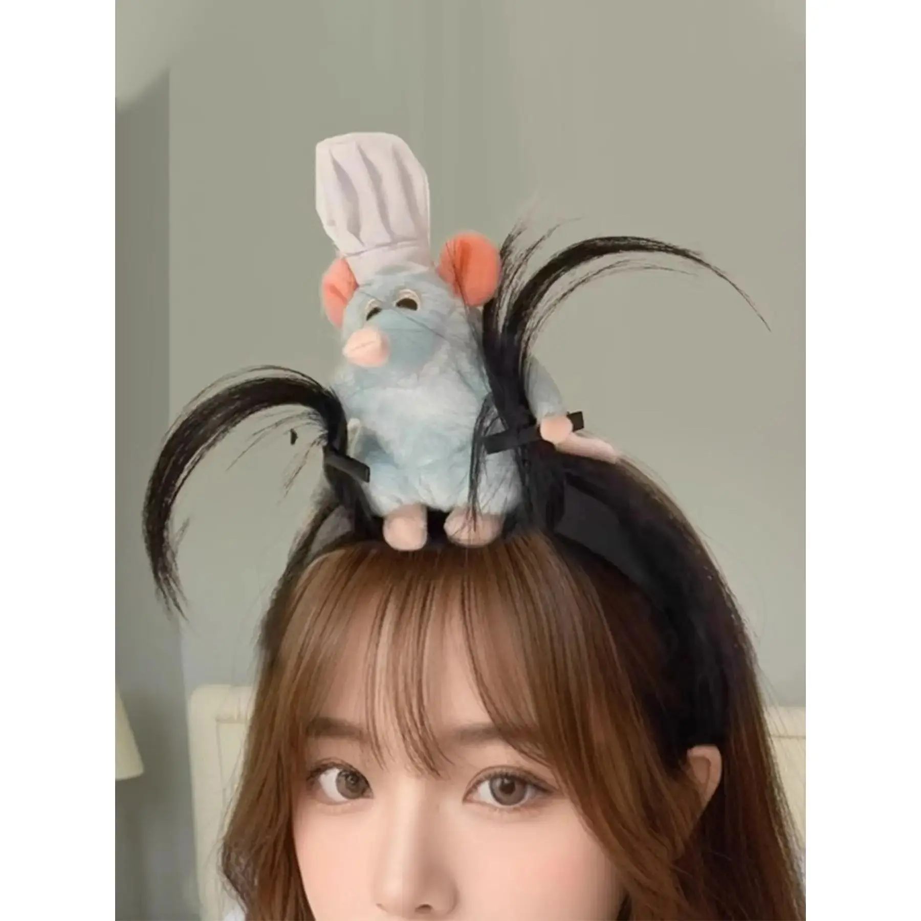 Cute Cartoon Mouse Plush Puffy Hairband for Women, Fun Halloween Makeup Prop, Adorable Party and Holiday Costume Headpiece, Headbands