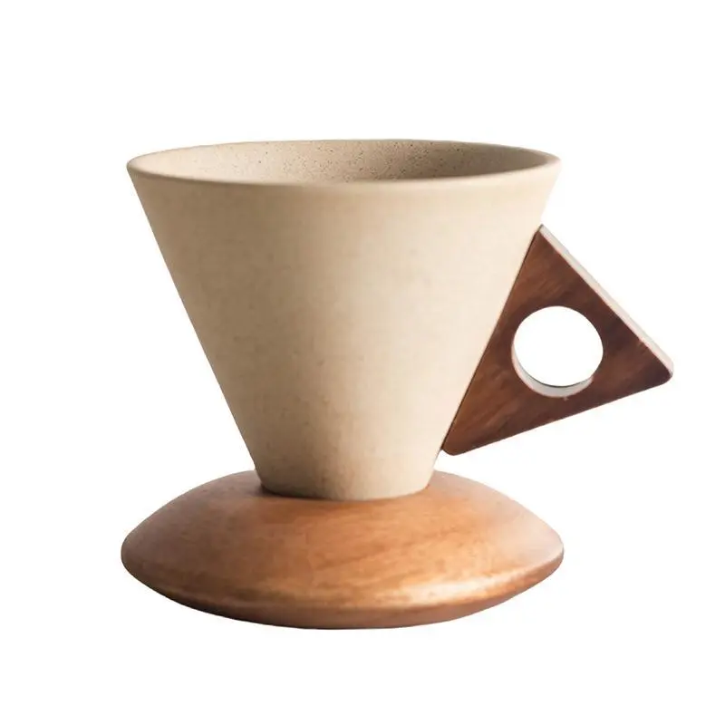 Porcelain Wood Ceramic Mug Set with Acacia Wooden Saucers - 8.5oz Aesthetic Natural Earthiness Finish, Durable Sustainable Drinkware for Espresso, Latte & Cappuccino, Single Set Gift for Coffee Enthusiasts