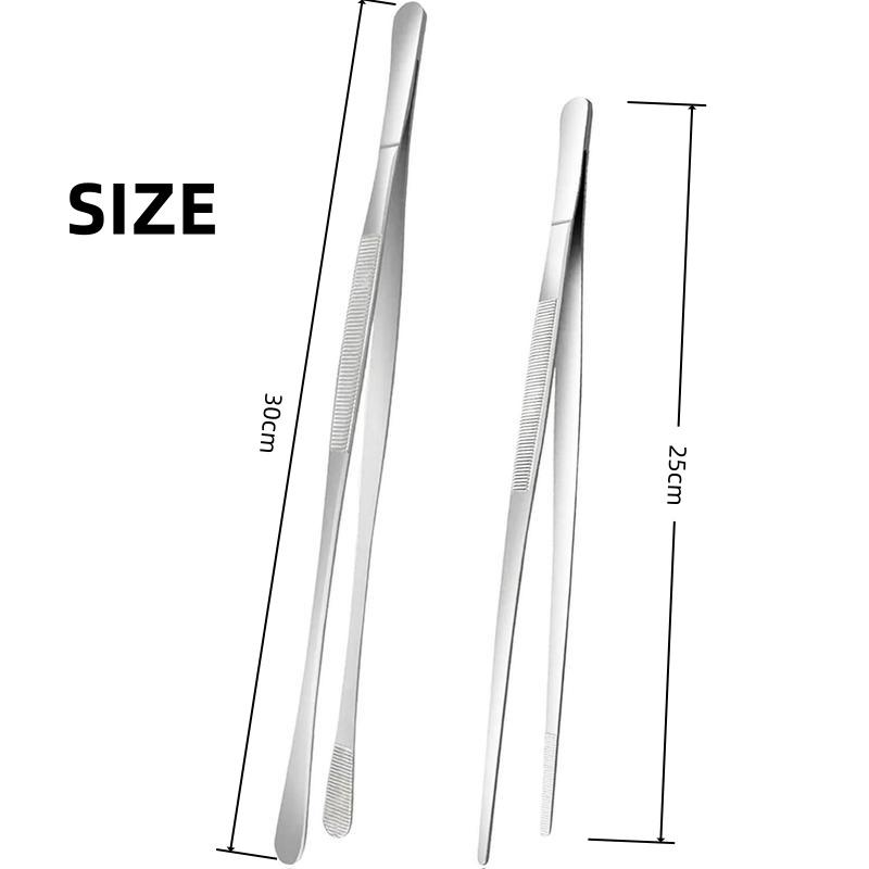 Stainless Steel Kitchen Tweezers 2-Pack - 25cm+30cm Combo,Multi-Use for Grilling, Seafood Prep & Salad Making - Ideal for BBQ Hosts, Meal Preppers & Outdoor Cooks - Top Rated Kitchen Gadgets-YY0