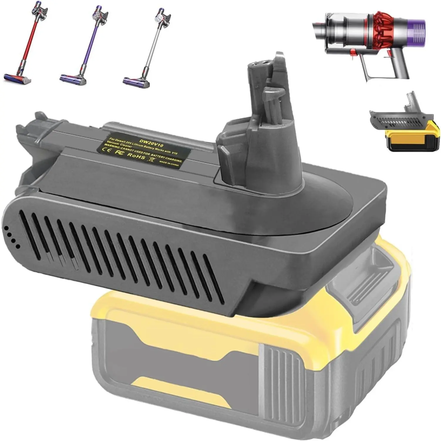 for Dyson V10 Battery Adapter for Dewalt 20V Battery Convert to for Dyson V10 Handheld Vacuum Converter