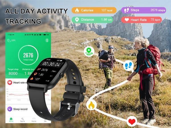 Ntaanoo 2026 Smart Watch 1.69'' HD Touch Screen 110+ Sports Modes IP68 Waterproof Bluetooth Call Heart Rate Sleep Monitor for Men Women Compatible with iPhone Android Magnetic Ntaanoo 2026 Smart Watch 1.69'' HD Touch Screen 110+ Sports Modes IP68 Waterproof Bluetooth Call Heart Rate Sleep Monitor for Men Women Compatible with iPhone Android Magnetic