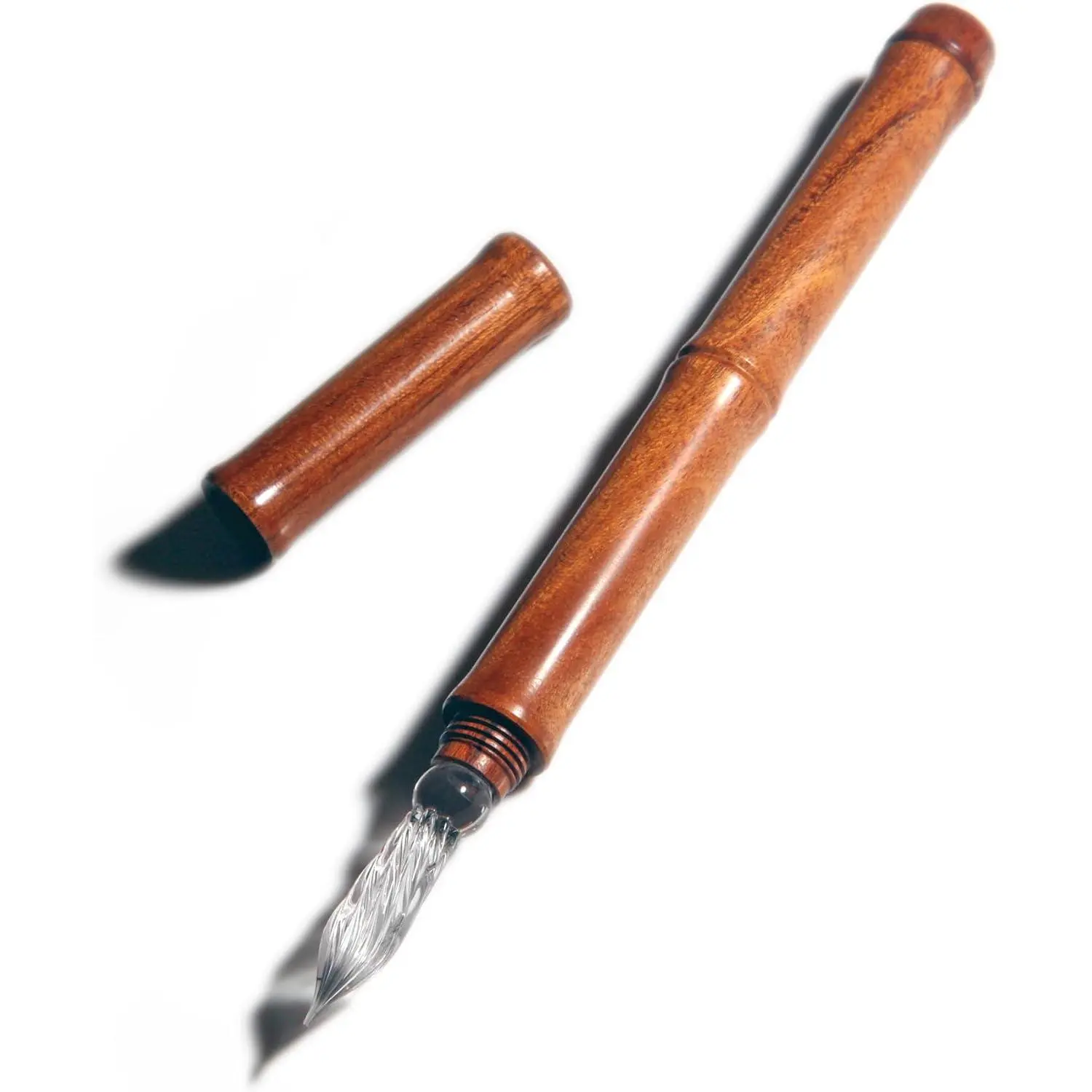 Glass Dip Pen with  Handle, Fine Point Writing Instrument with Display Case (Brown)