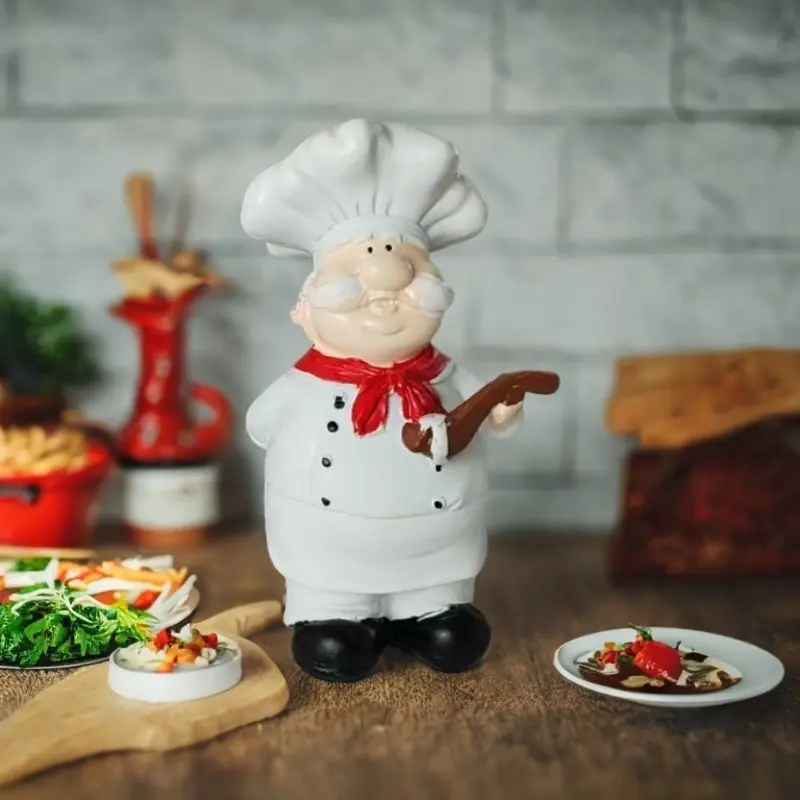 European Chef Resin Ornament, Handmade Craftsmanship, Ideal for Home Decoration, Living Room Entryway Decor, Unique Resin Art Piece