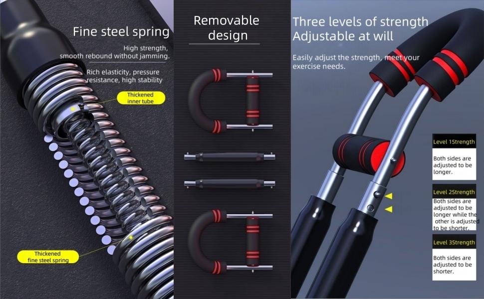 Twister Arm Exerciser,80-110lb Adjustable Spring Workout Bar, Forearm Triceps Chest Enhanced Exercise Strengthener,Portable Home Fitness Equipment, Detachable Design Fitness Anywhere