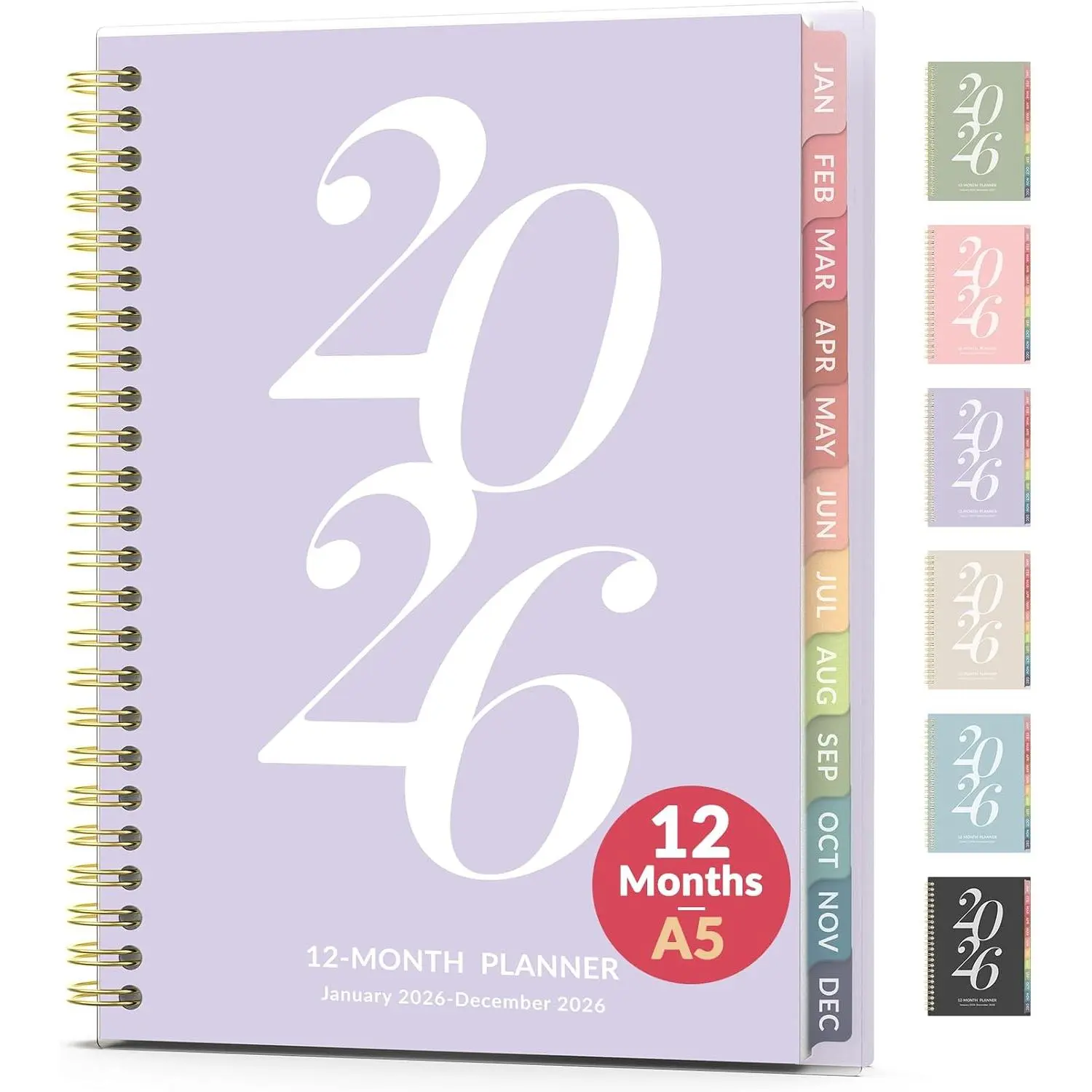 2026 Planner Weekly and Monthly, Jan - Dec 2026, 6.3" x 8.4”, Small Agenda Planner for Women, Aesthetic Calendar Planner with Spiral Bound, Month Tab, Flexible Cover for School, Office (A5, )