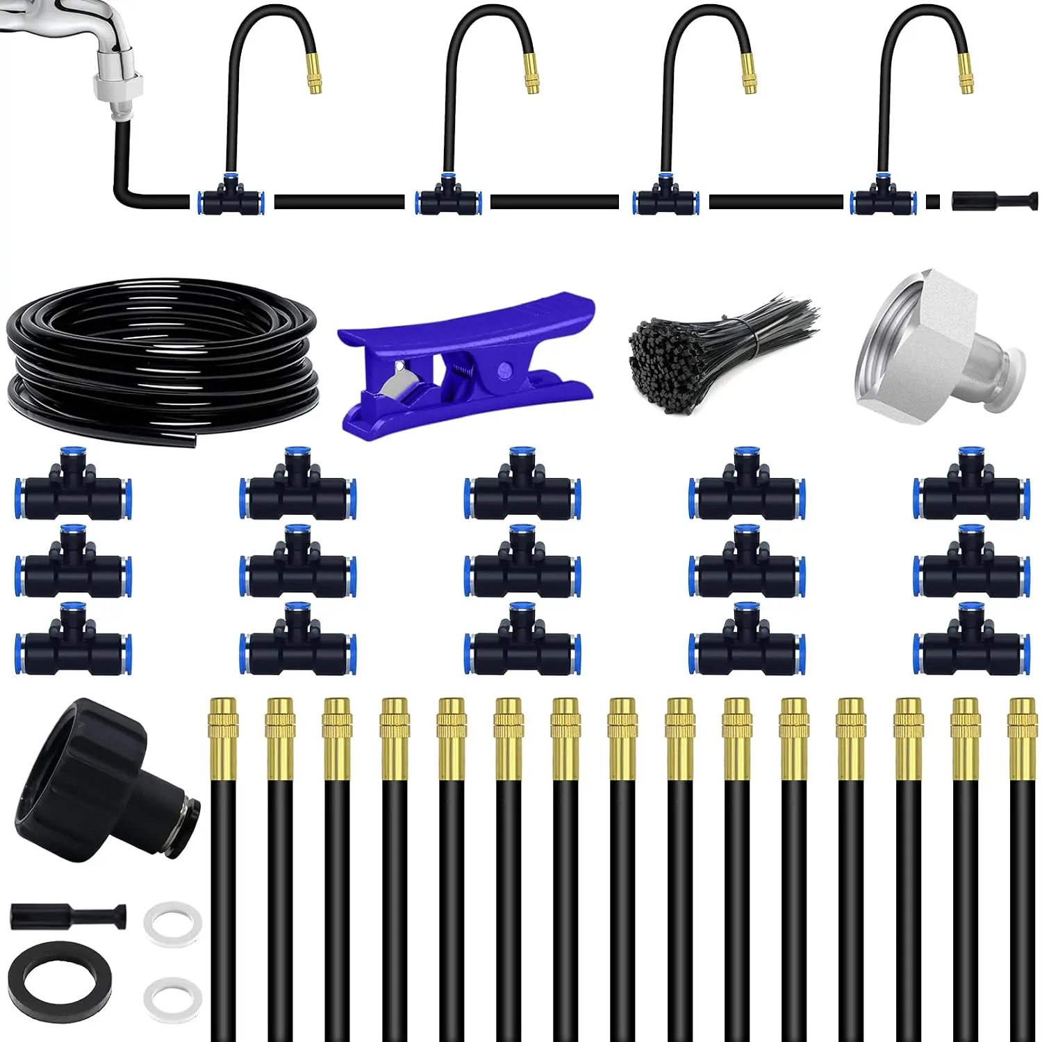 49.21Ft Drip Irrigation Kit System, 360° Bendable Garden Irrigation System