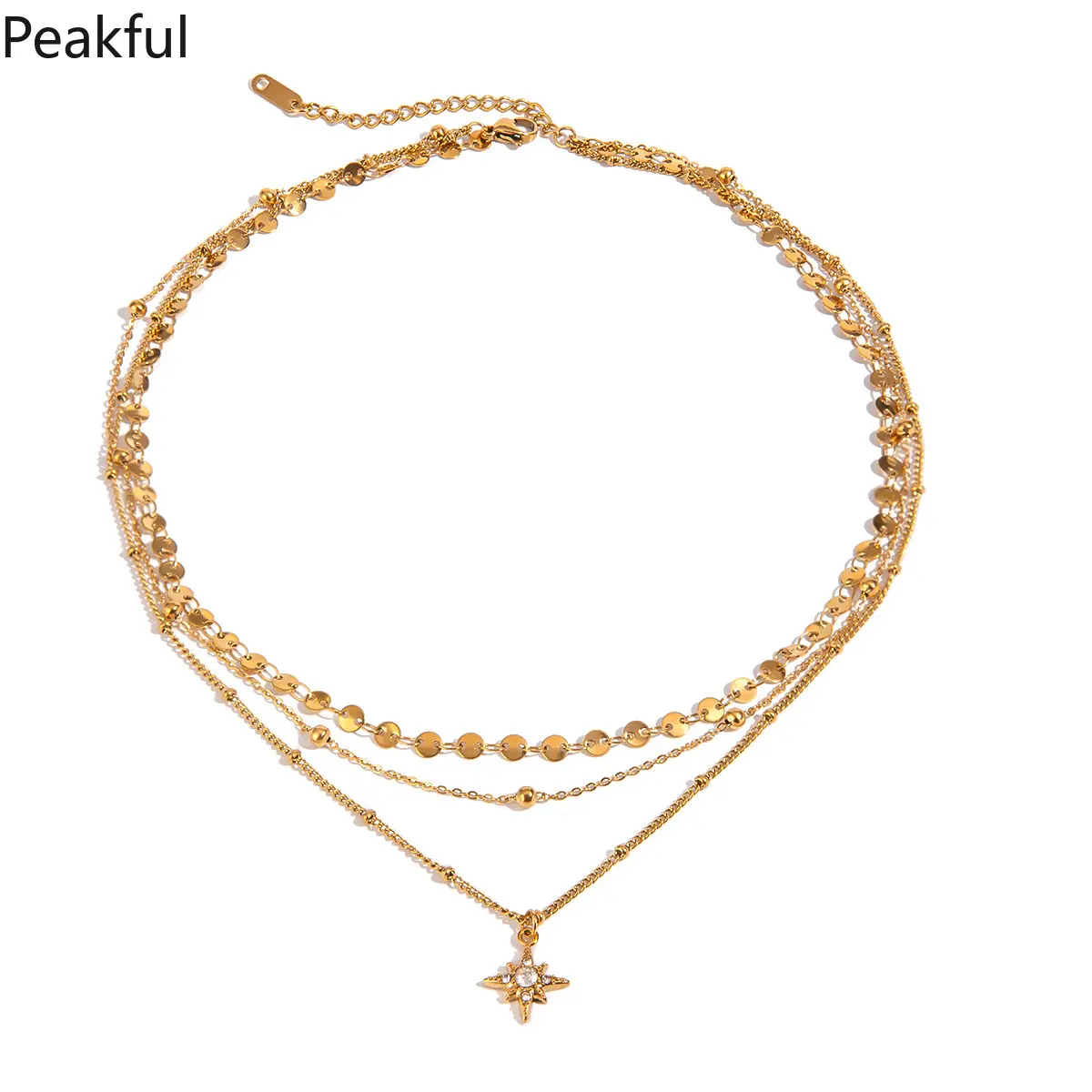 18K Gold Triple-Layer Necklace for Women, Stainless Steel Stackable Clavicle Chain with Unique Pendant Combo, Trendy Minimalist Accessory, Perfect for Daily Commute & Party Glam