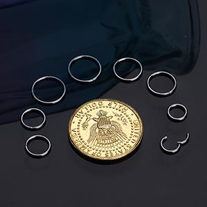 LOYALLOOK 8counts G23 Titanium Hinged Clicker Segment Nose Rings Hoop Septum Nose Lip Ring Hoop for Women Men Helix Cartilage Daith Tragus Sleeper Earrings Body Piercing Improved 16G Jewelry