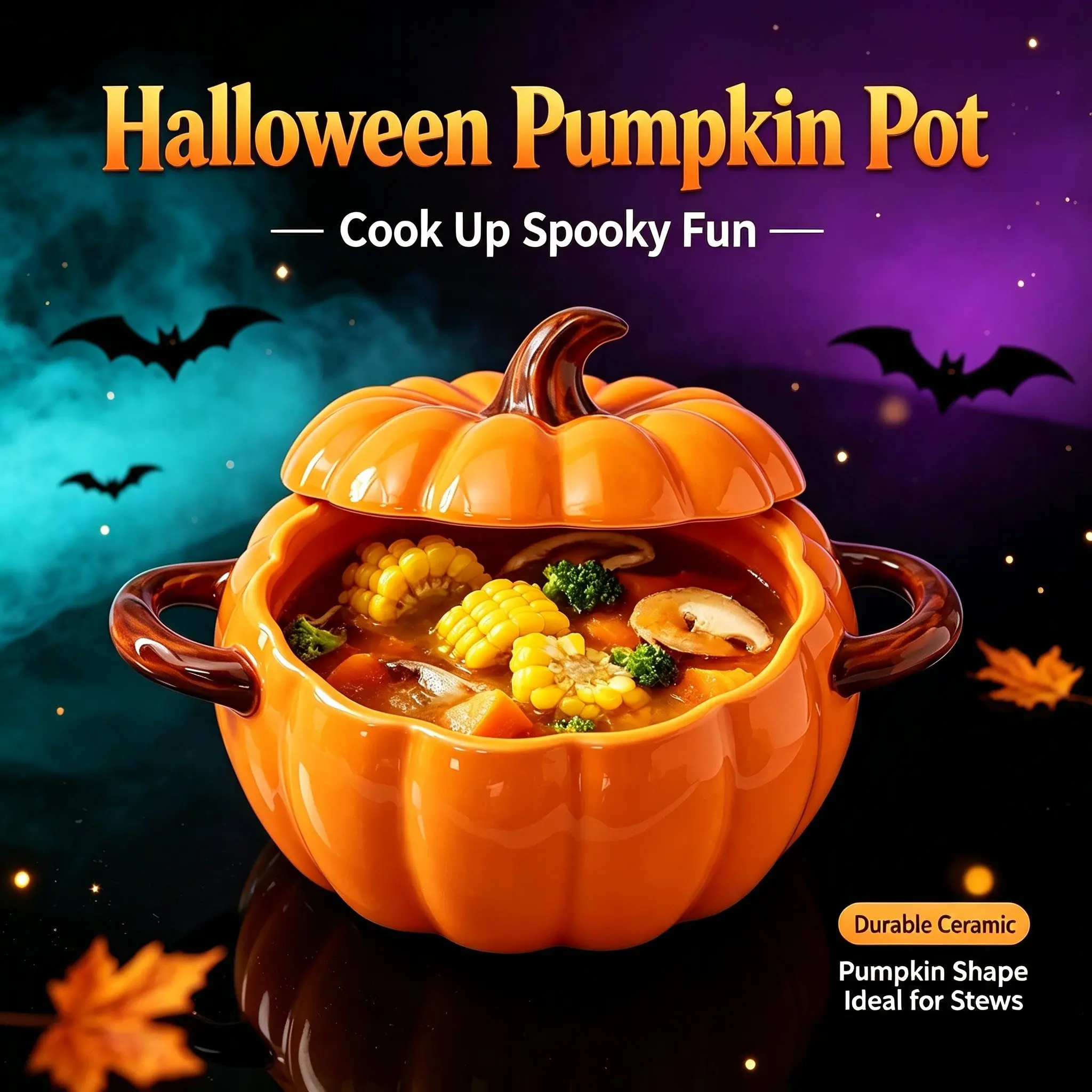 Ceramic Pumpkin Pot, Dutch Oven with Lid, Cookware Kitchen Pots, Pumpkin Dessert Casserole Dish, Cooking Ceramic, Perfect for Baking, Desserts, and Serving Snacks and Candies, Ideal Gift for Family and Friends