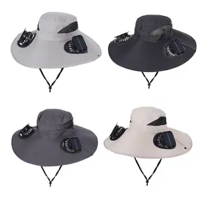UPF 50+ Sun Hat with Built-In Cooling Fans, Breathable Outdoor Protection Cap for Hiking, Camping, Farm Work & Beach Activities