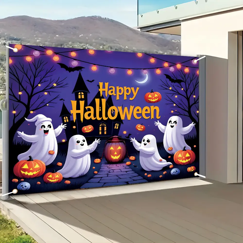 Halloween Themed 2D Flat Polyester Decorative Photography Backdrop - HD Digital Print, Soft Lightweight Foldable, Indoor Festive Backdrops & Banners for Holiday Party Decoration, Portrait Shoots, Digital Print Festive Backdrops & Banners