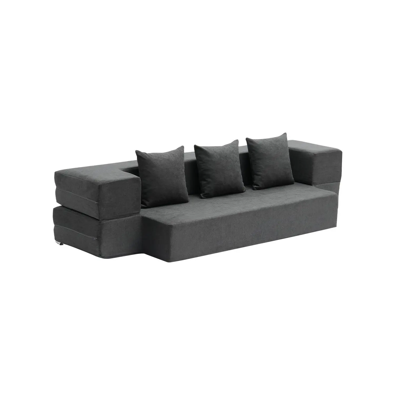 【DealsForYouDays】VEVOR Folding Sofa Bed, 3-in-1 Foldable Couch Bed with 3 Pillows and Washable Cover, 25D High Density Memory Foam Convertible Sleeper Chair Bed, Futon Couch for Living Room, Bedroom, Dark Grey(Twin)