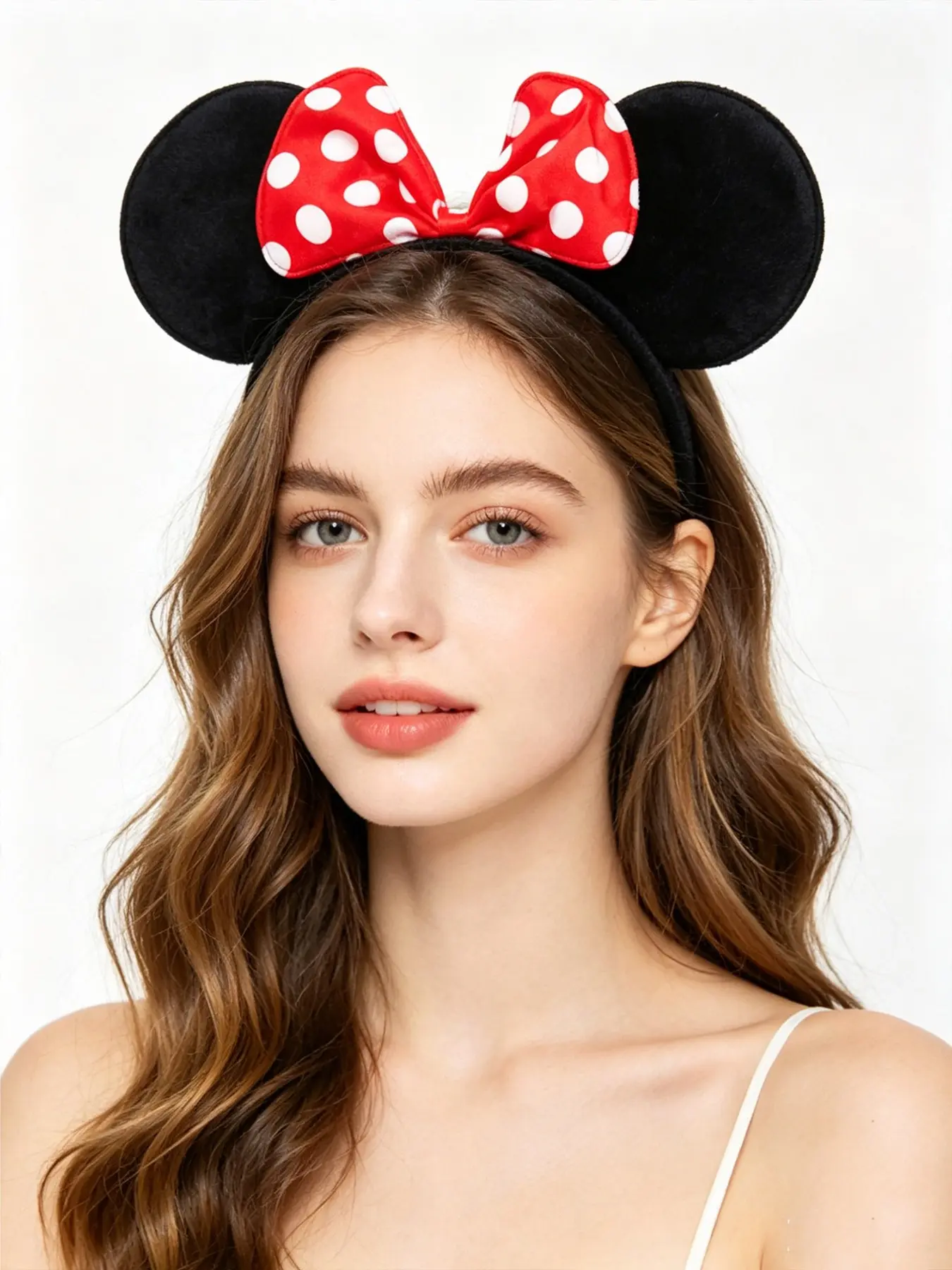 Handmade Women's Anime Cute Mouse Ears Hairband, Polka Dot Bow Mini Ear Accessory, Boho Style Christmas Pattern Hairpin