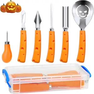 6PCS Professional Stainless Steel Pumpkin Carving Kit, Carving Tools and Knife for Halloween Decoration, Pumpkin Carver for Adults & Kids