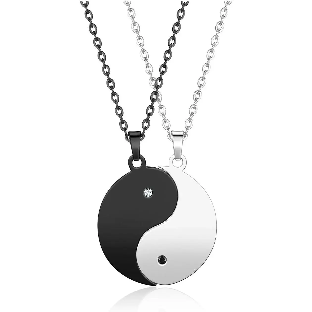 Yin Yang BFF Couples Pendant Necklace for Women Mens Black White Matching Puzzle Diagrams Tai    Friendship Necklaces for Valentines Birthday