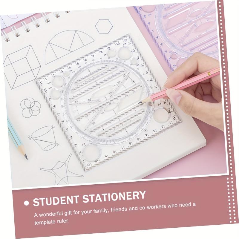 Multi-Function Acrylic Geometric Drawing Ruler - Quick Circle & Arc Design Template with Triangle, Function & Inch/Cm Scale for Drafting, Office & Student Use, Circle Drawing Tool