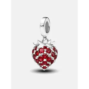 1Pc New Design Strawberry Beaded Charm DIY Jewelry Making Kit for Bracelet Creative Craft Material Holiday Gift Pendant Women Birthday Gift Daily Wear Accessories, Exquisite Trendy Pendant Beads Charms Accessories