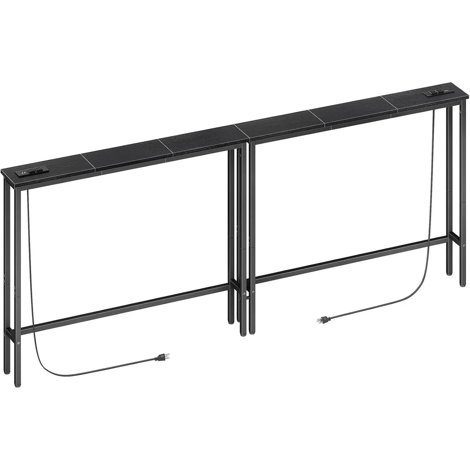 78.8'' Narrow Console Table with Outlet, Sofa Table Behind Couch | Skinny Entryway Tables with Charging Station for Living Room, Hallway, 5.9 x 78.8 x 29.5in, Black
