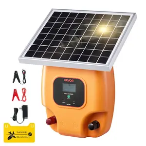 VEVOR Solar Fence Charger, 0.6J 8kV Solar Powered Fence Charger, 1.86 Miles Range, Electric Fence Energizer Kit, Keep Out Predators, 4 - 5 Days Runtime, for Livestock, Poultry, Garden Protection
