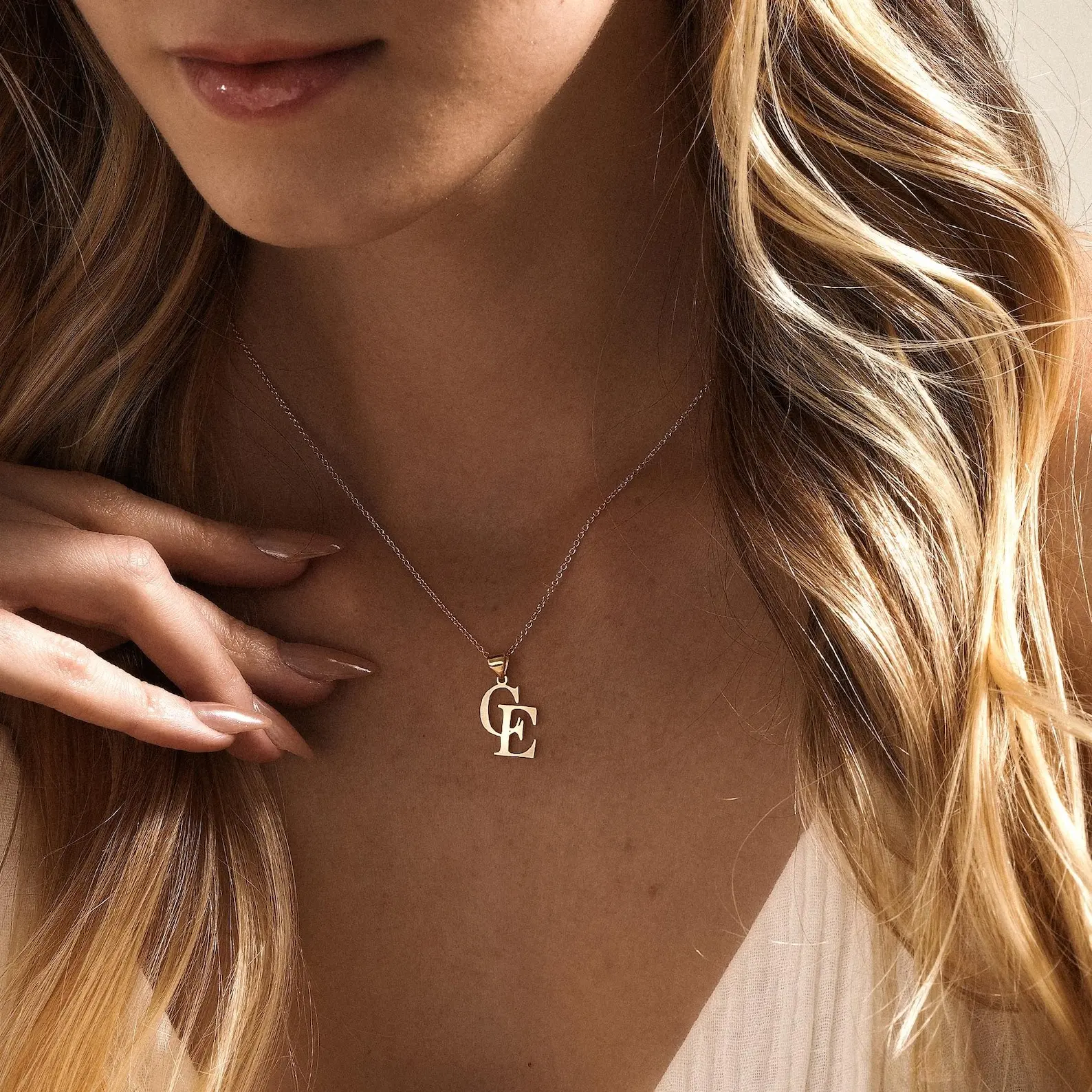 AS397 Personalized Custom Two-letter Pendant Couple Family Two Initials Stainless Steel Necklace Holiday Gift