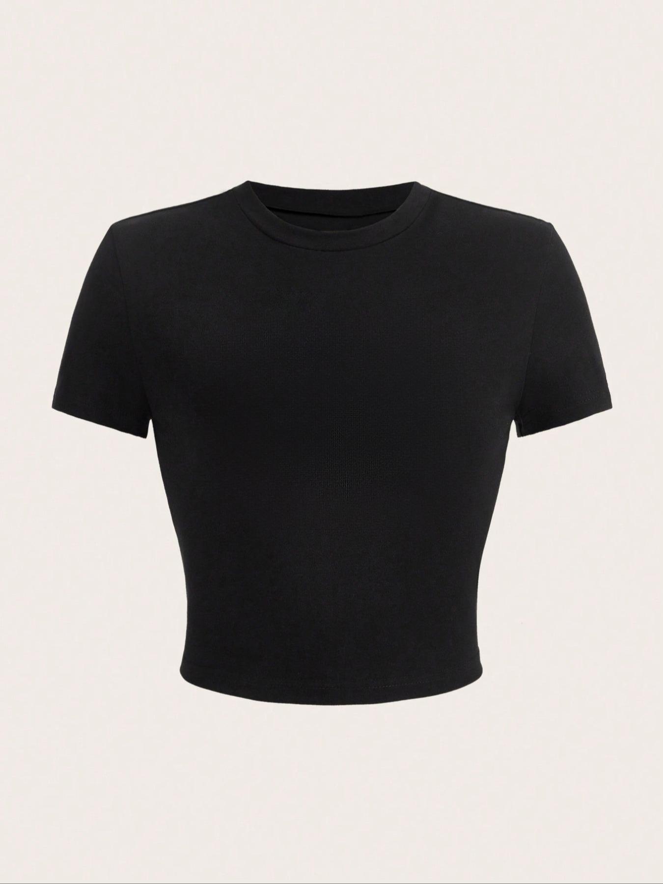 Women's "I'm Literally Just A Girl" Slogan Print Round Neck Crop Tee, Fashion Casual Crew Neck Short Sleeve T-shirt for Daily Outdoor Wear, Ladies Clothes for All Seasons, Graphic Print Top