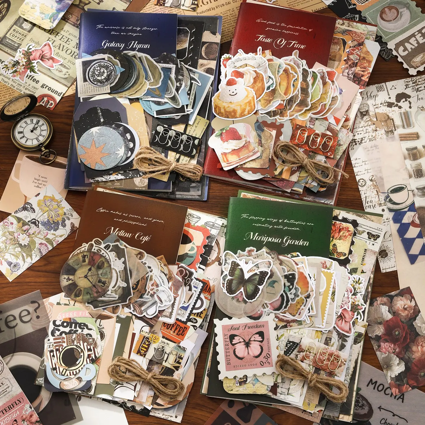 Vintage Scrapbook Supplies Kit - 81Pcs Aesthetic Journaling Kit Included TN Notebook, Scrapbook Papers, Washi Stickers, Decorative Cards Large Collection for Bullet Junk Journal, Planner Arts Craft Collage, Scrapbooking Supplies