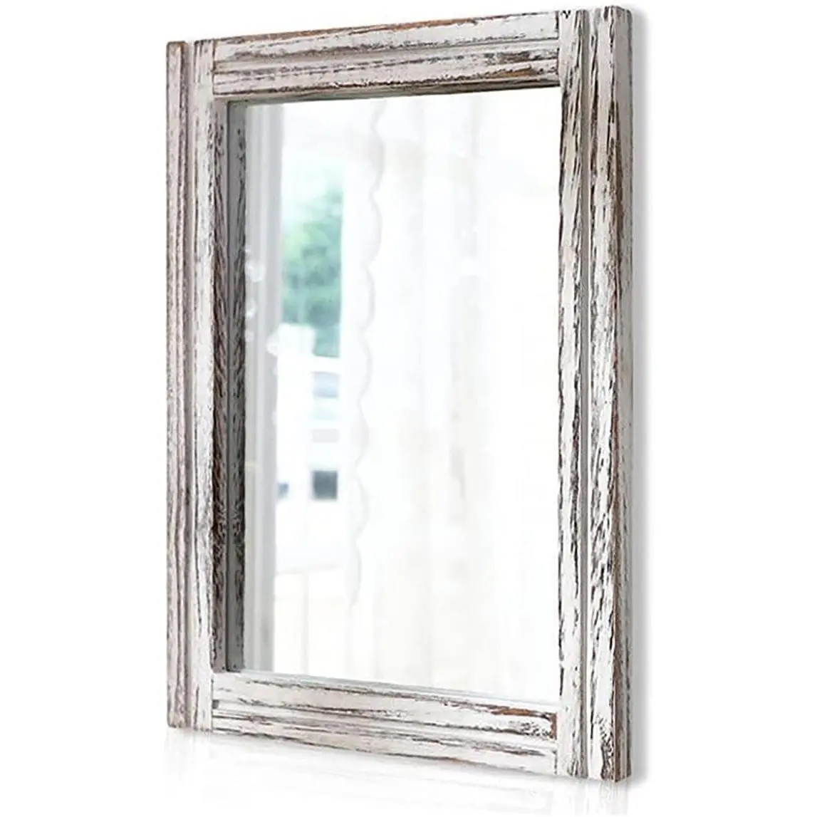 Wall Mirror with Wood Framed Rustic Mirrors for Wall Rectangle Decorative for Bedroom Bathroom Living Room Entryway Farmhouse Hanging Small