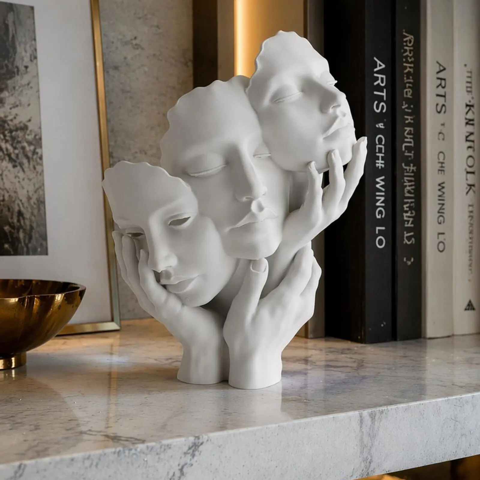 Abstract Face Sculpture Decor, Greek Mythology Inspired Modern Art Figure, Minimalist Contemporary Shelf Accent, Neutral Home Decor Statue, Unique Gift for Art Lovers, Decorative Statues, Decorative Sculptures