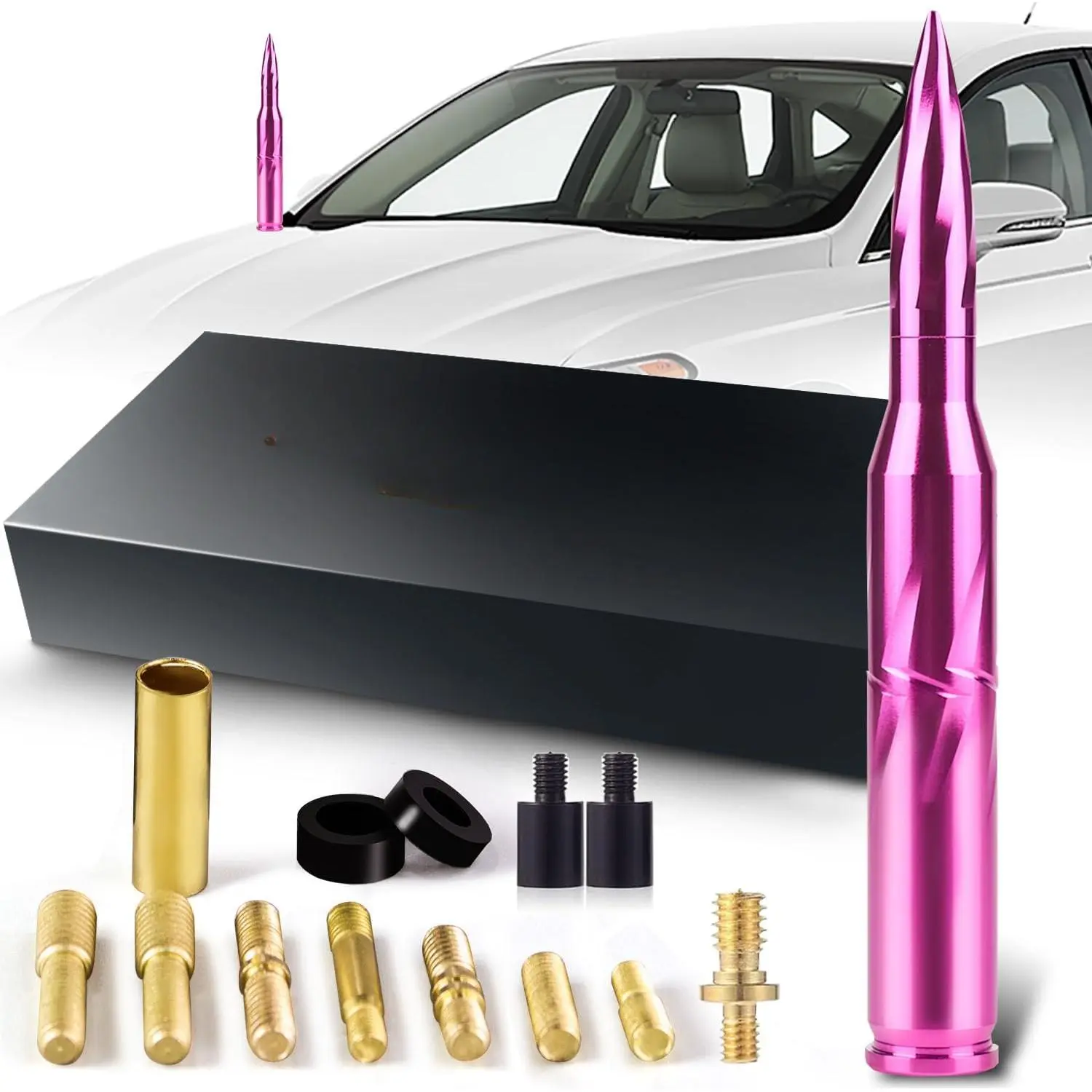 7.8in 50 Cal Bullet Antenna Replacement Car Antenna Antenna for Truck Silverado 1500 Ford F150 F250 GMC Sierra 1500 Ram 1500 Jeep Truck Accessories for Men Ram 1500 Accessories Car Parts (Rosy)